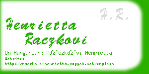 henrietta raczkovi business card